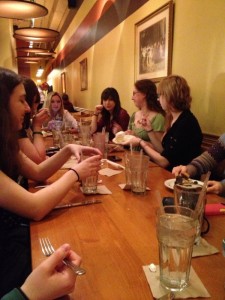 Scholars enjoy dinner at Aladdin's after the museum