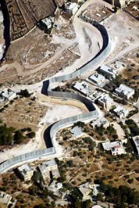 Aerial view of the "Separation Wall" cutting through villages in an effort Israeli attempt to isolate itself from Palestinians.