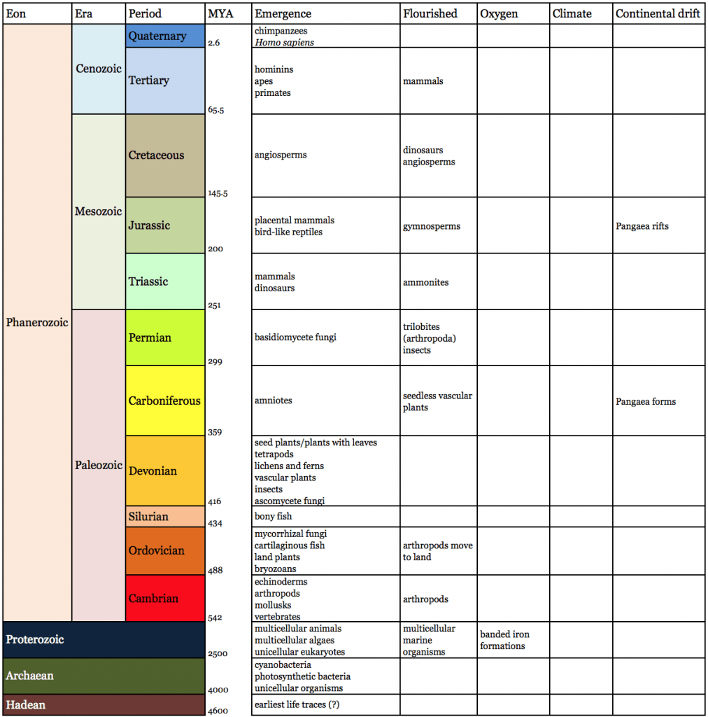 Используя фрагмент геохронологической таблицы. Геологические периоды в хронологическом порядке таблица. Геохронологическая таблица простая. Геохронологическая таблица пустая. Правильная Геохронологическая последовательность Эр в истории.