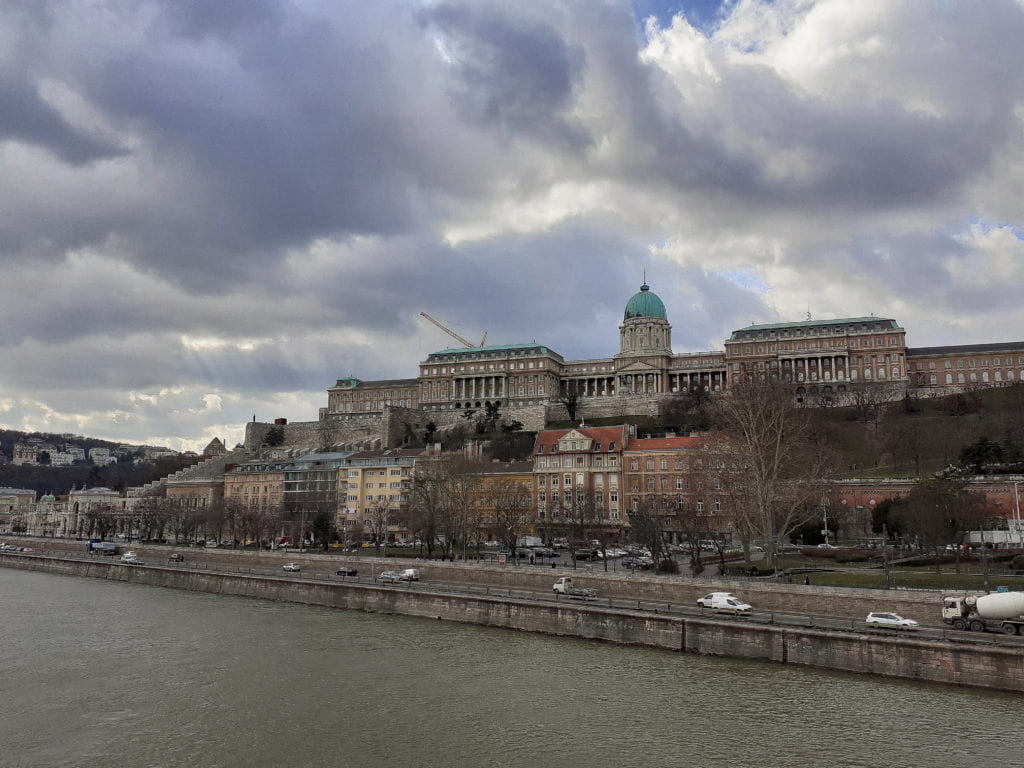 The baroque Buda Castle, as seen from the Széchenyi Chain Bridge