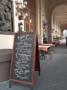 The menu of the elegant Vígvarjú Étterem, along the east bank of the Danube, advertising the specials of the day. It’s my opinion that whoever did this calligraphy deserves a raise