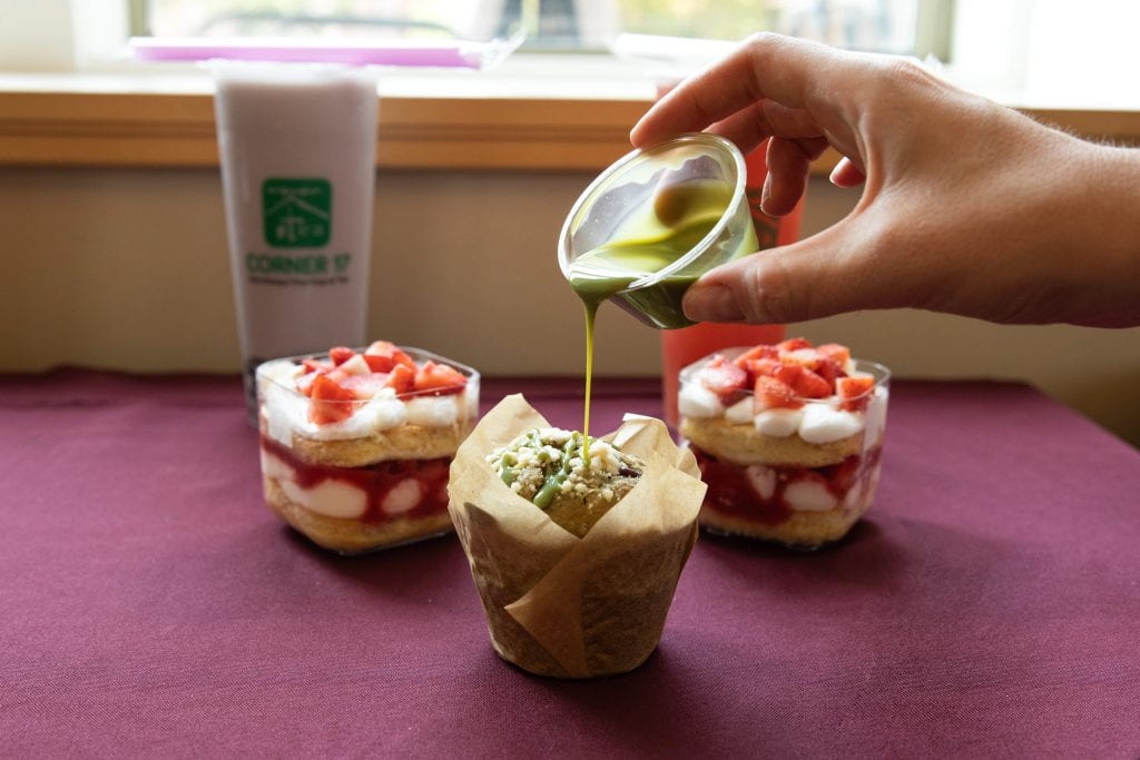 Strawberry shortcake and matcha muffin