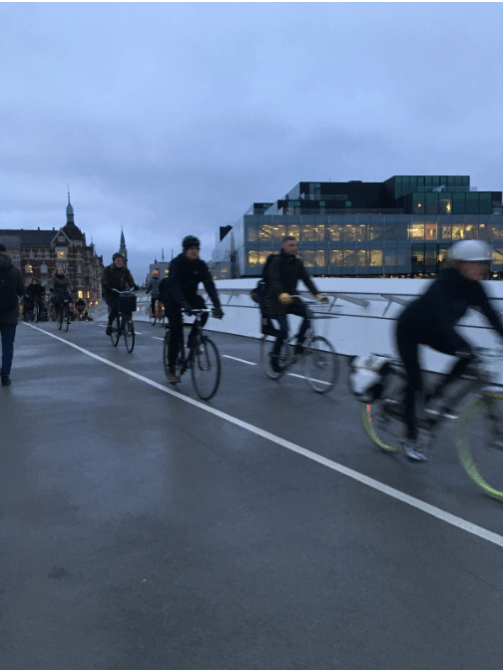 Bikers at rush hour in Copenhagen.