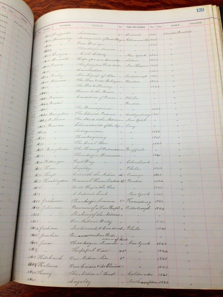 The Library's early accession book noted everything that came from Bartlett.