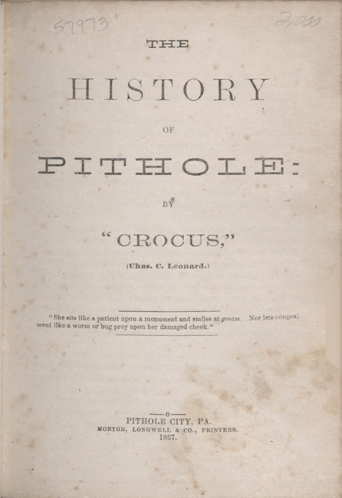 Pithole title page